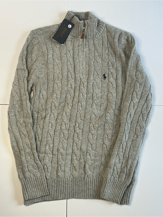 Polo Ralph Lauren Other - Polo by Ralph Lauren Light Gray Cable-Knit Quarter-Zip Sweater